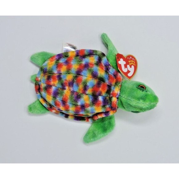 2001 Ty Beanie Babies 6 inch Zoom the Sea Turtle Rainbow Shell Tag Errors - Picture 2 of 11